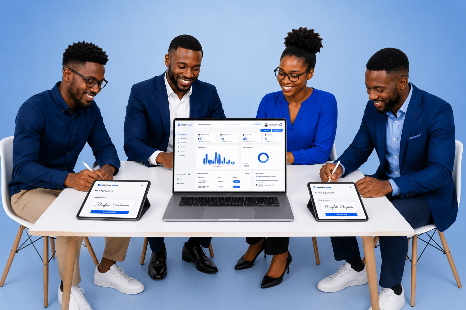 A team using Krataa Sign to complete digital agreements